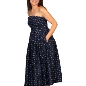 NWT Kate Spade Dress - XS - Navy Blue Print - w/ Pockets & Optional Straps